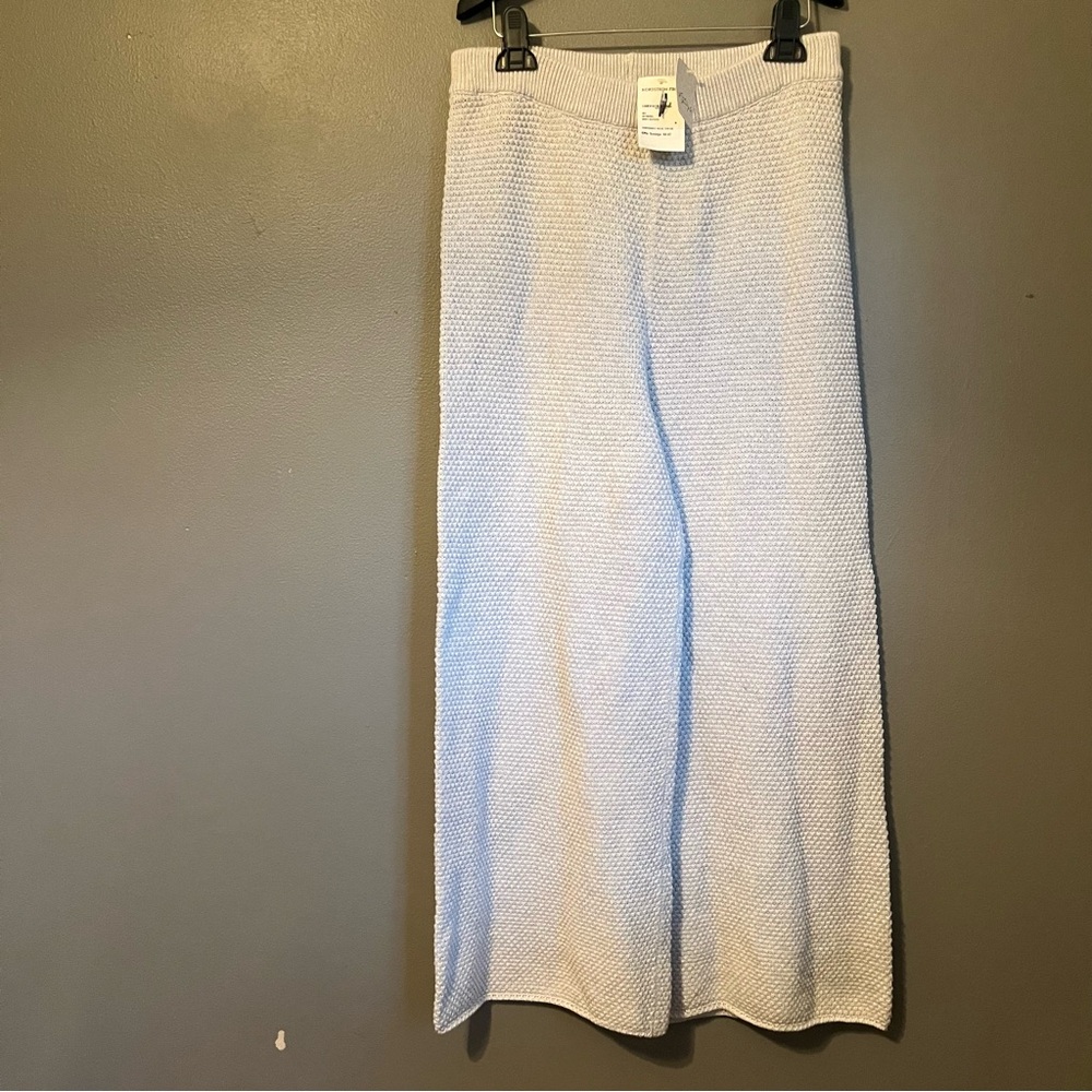 Free People Wide Leg Knit Pants in Light Blue